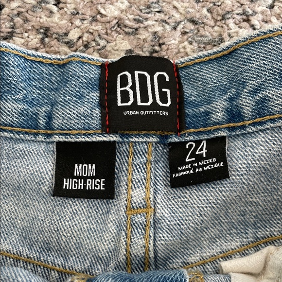 BDG High Rise Blue Denim Mom Shorts - Picture 2 of 4